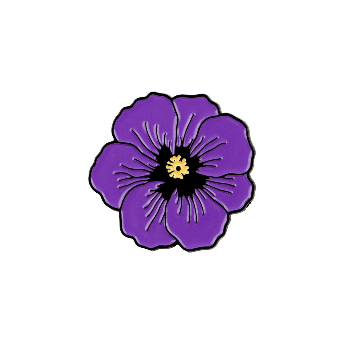 Purple Poppy Enamel Pin Brooch