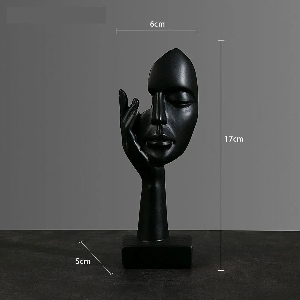 Resin Abstract Mask Face Statue Modern European Art Home Decor Figurine