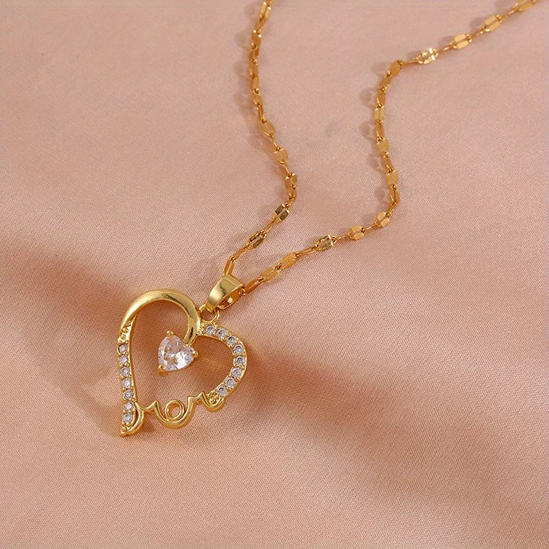 Mother Love Letter Pendant Necklace for Women Emotional Mom Gift for Mother’s Day and Anniversary