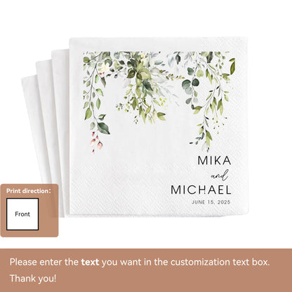 Personalized Wedding Paper Napkins | Custom Monogram Cocktail & Party Napkins
