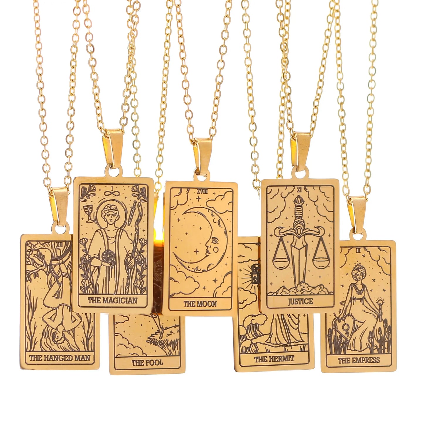 Tarot Card Necklace Stainless Steel