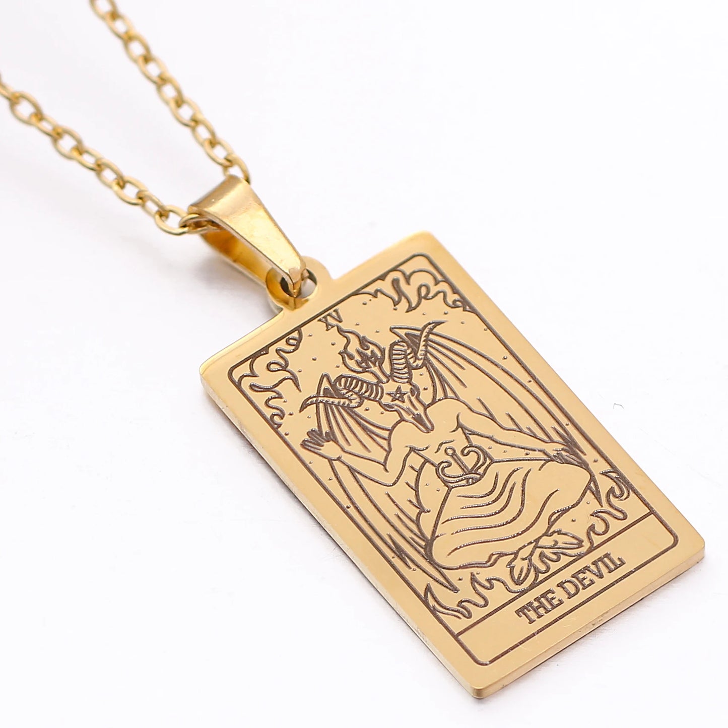 Tarot Card Necklace Stainless Steel