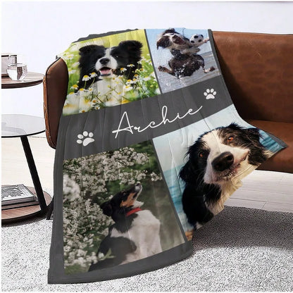Personalized Pet Flannel Blanket with Name & Photo – Custom Dog or Cat Gift for Home, Camping & Travel