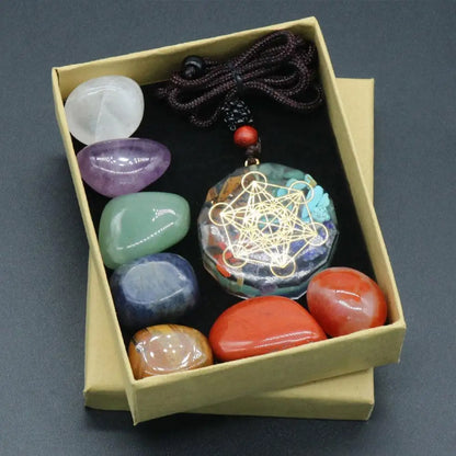 Natural 7 Chakra Crystal Healing Necklace Set