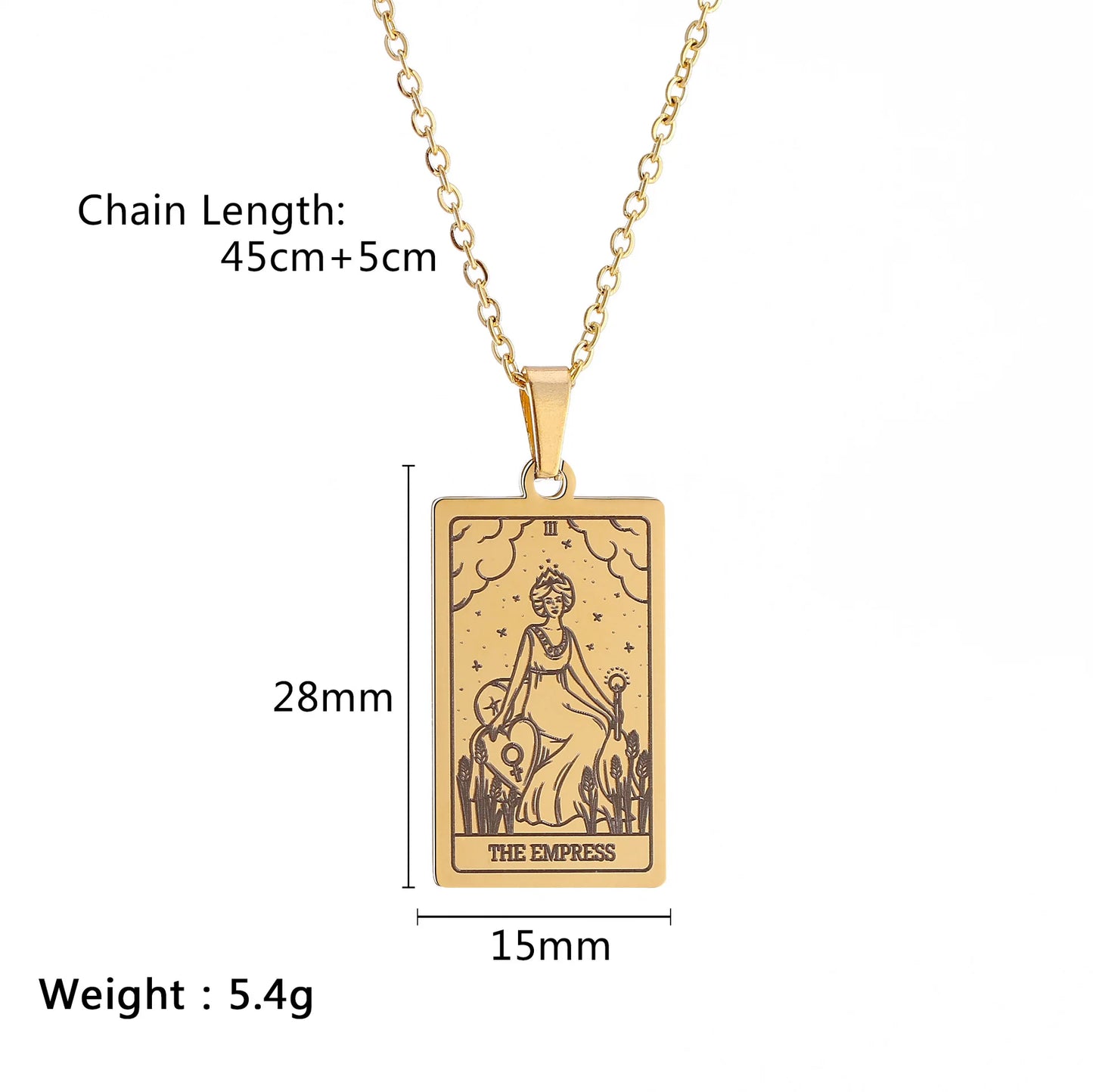 Tarot Card Necklace Stainless Steel