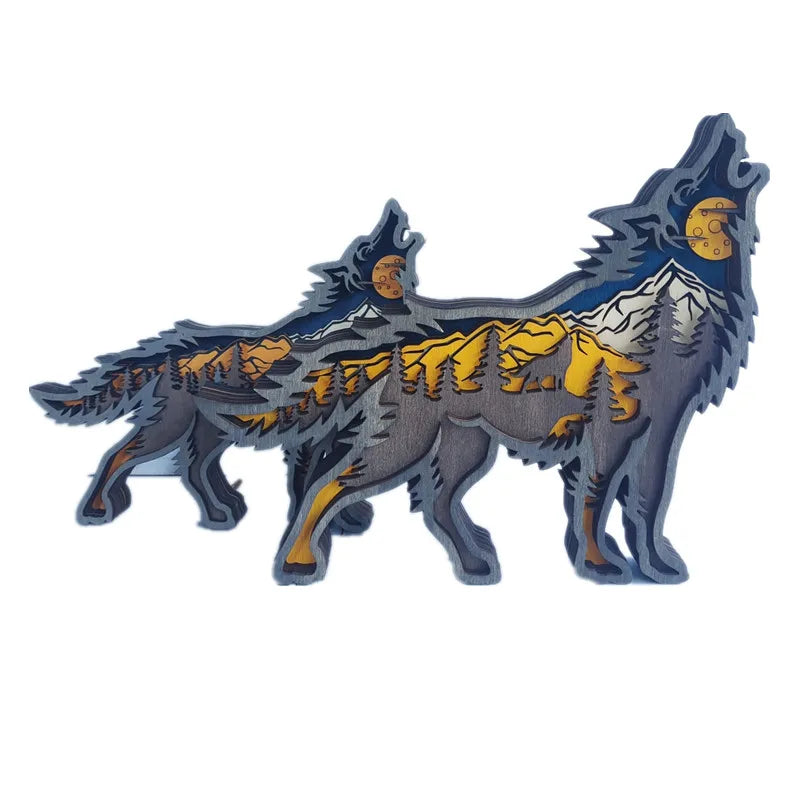 Wolf Totem Wooden Hollow Ornament