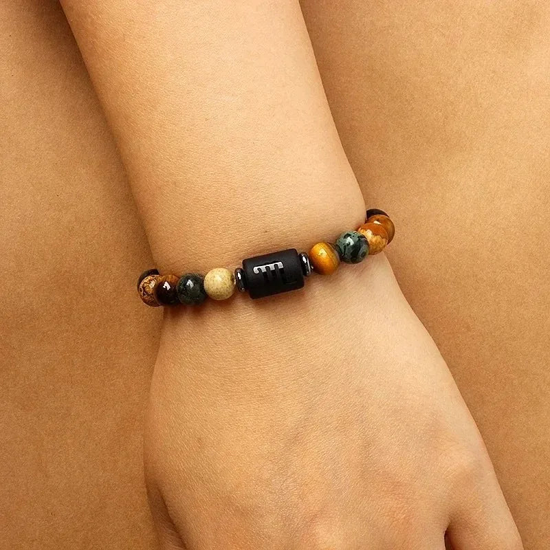 12 Zodiac Signs Constellation Bracelet – Tiger Eye Stone Beaded Jewelry for Men and Women