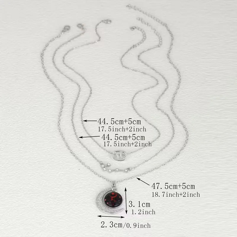 Zodiac Moon Glow Pendant Necklace Set