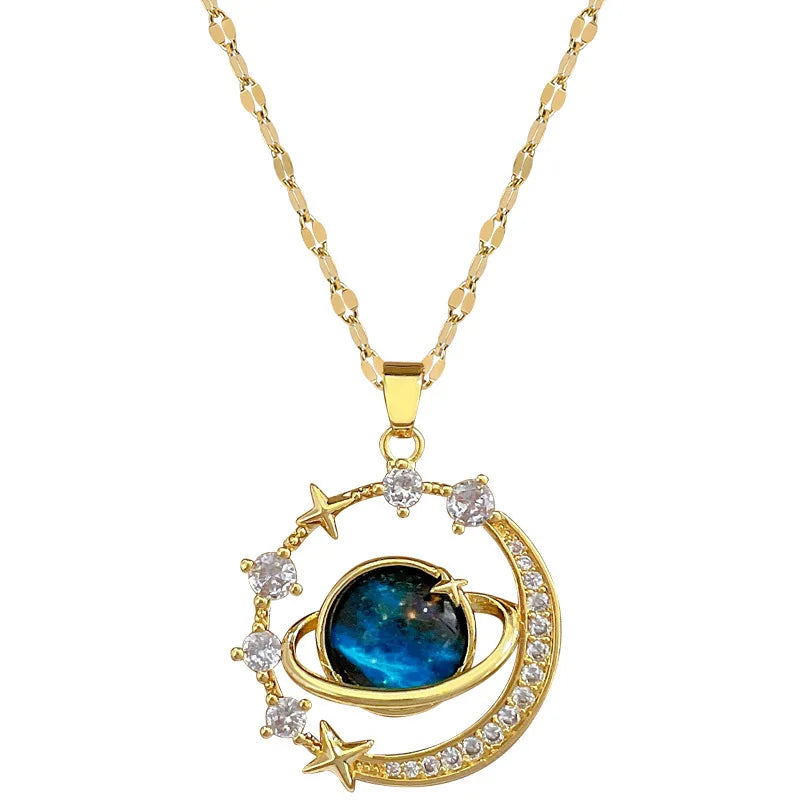 Celestial Moon & Star Pendant Necklace