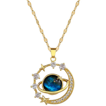 Celestial Moon & Star Pendant Necklace