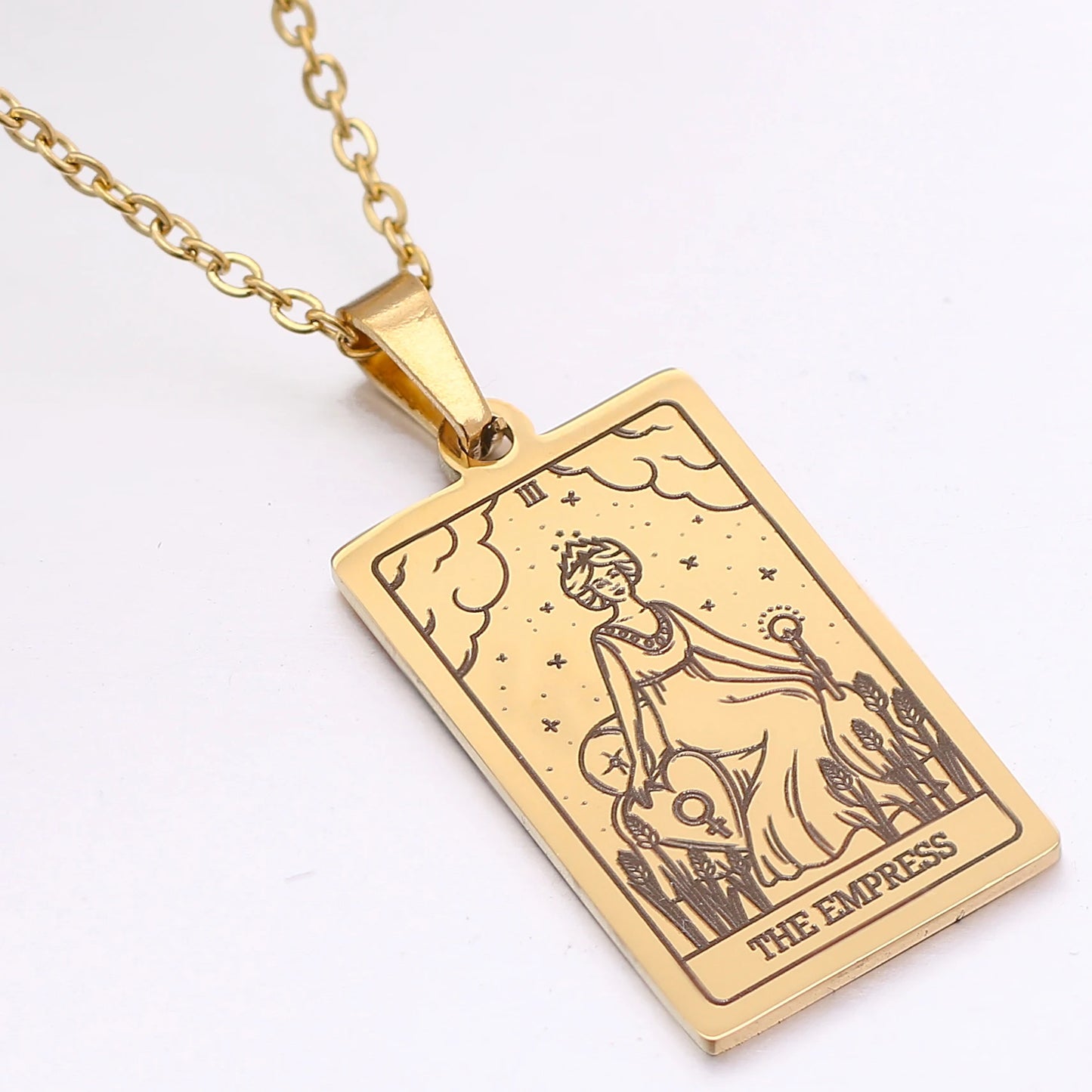 Tarot Card Necklace Stainless Steel