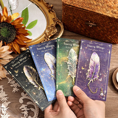 Colorful Feather Metal Bookmark with Pendant – Elegant Gift for Book Lovers