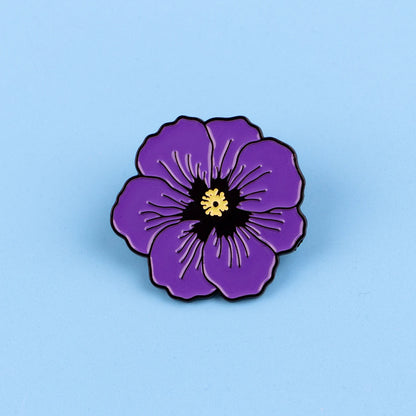 Purple Poppy Enamel Pin Brooch