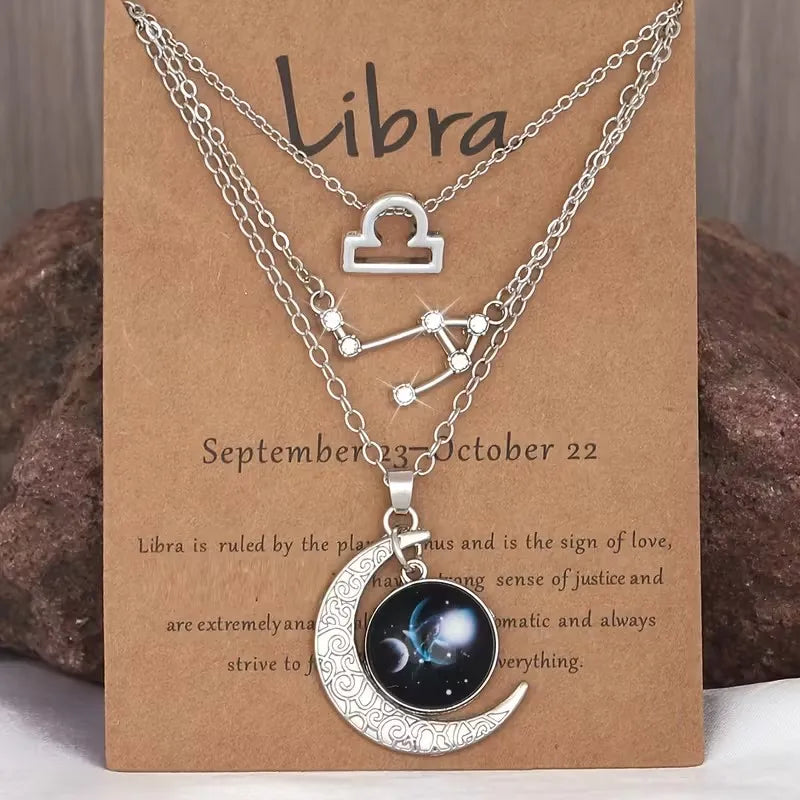 Zodiac Moon Glow Pendant Necklace Set