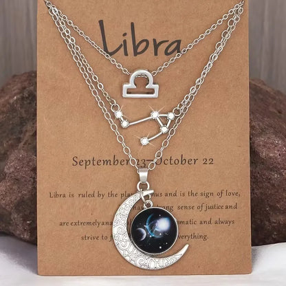 Zodiac Moon Glow Pendant Necklace Set