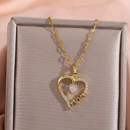 Mother Love Letter Pendant Necklace for Women Emotional Mom Gift for Mother’s Day and Anniversary