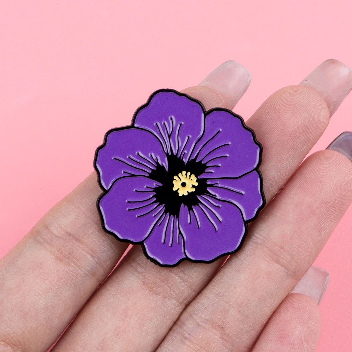 Purple Poppy Enamel Pin Brooch