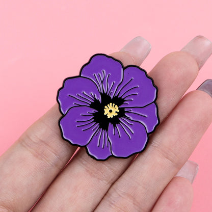 Purple Poppy Enamel Pin Brooch