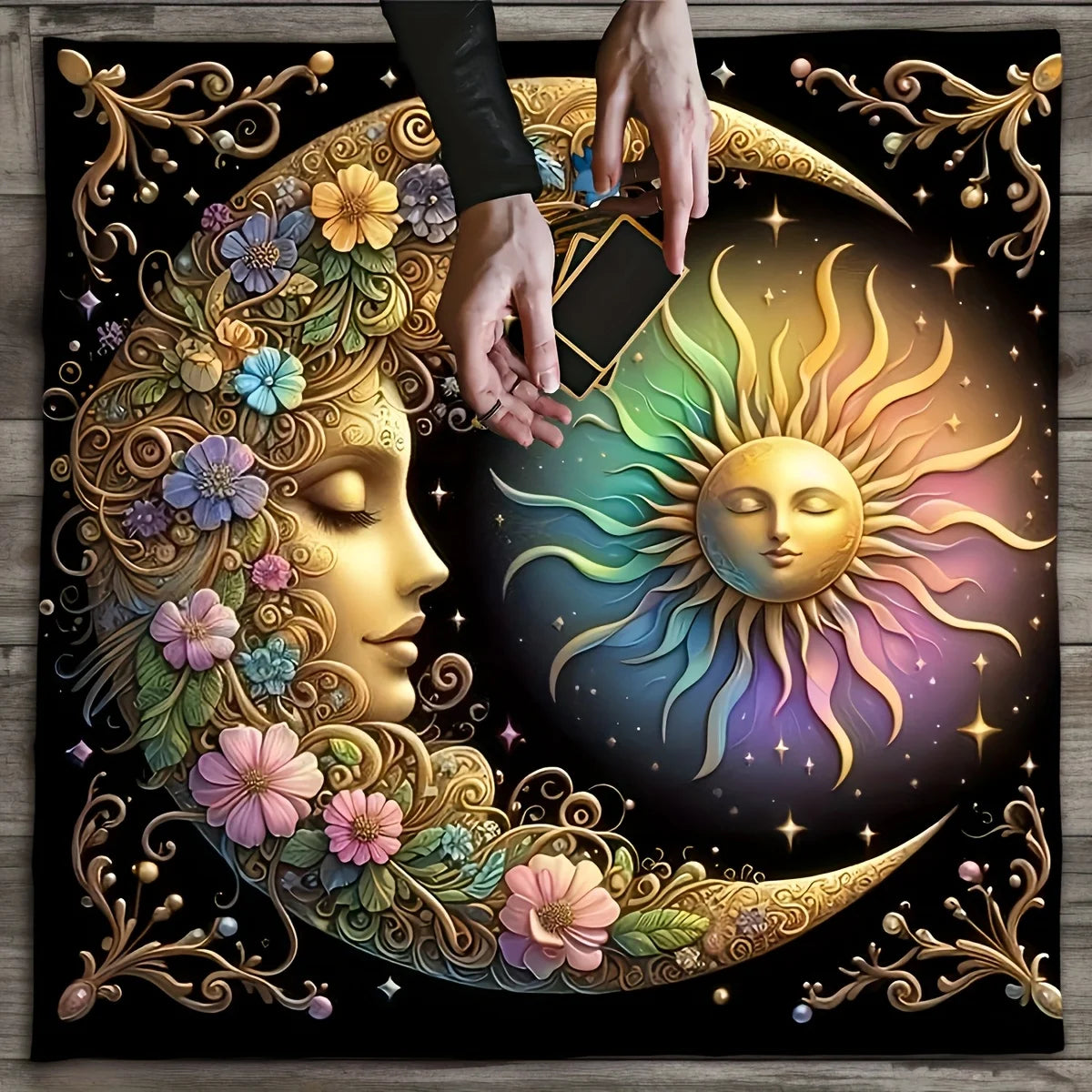 1pc Elegant Sun and Moon Mandala Table Cover