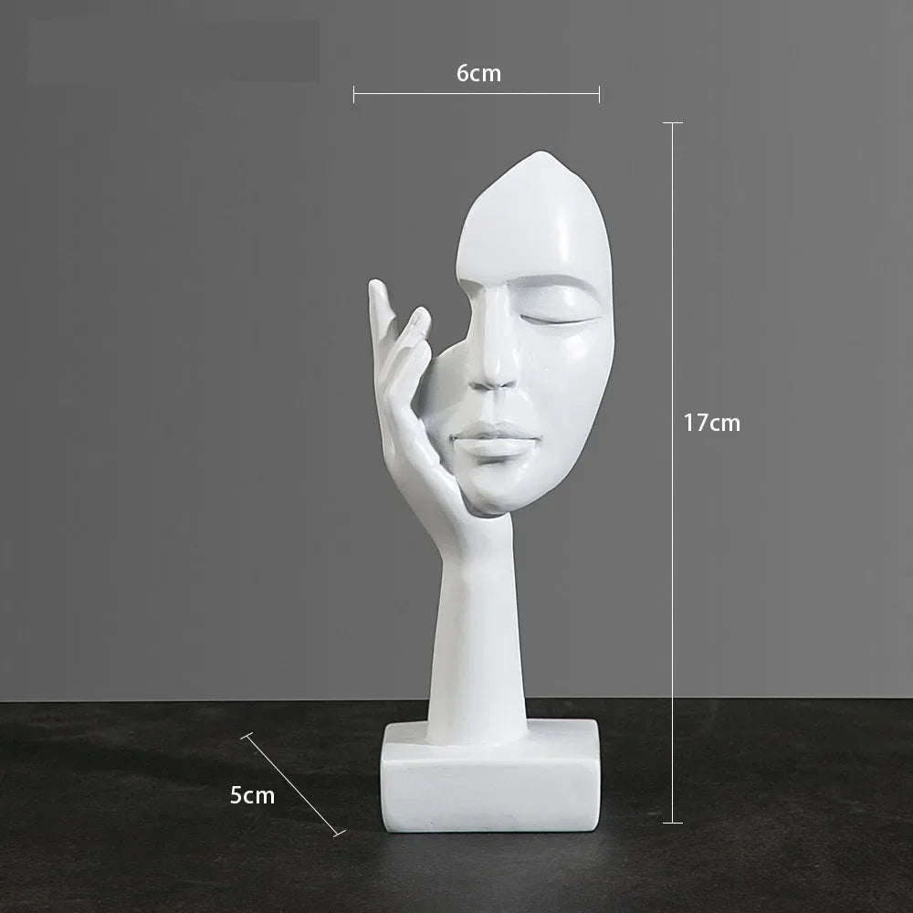 Resin Abstract Mask Face Statue Modern European Art Home Decor Figurine