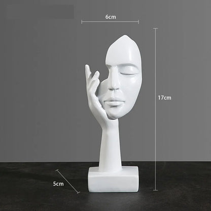 Resin Abstract Mask Face Statue Modern European Art Home Decor Figurine