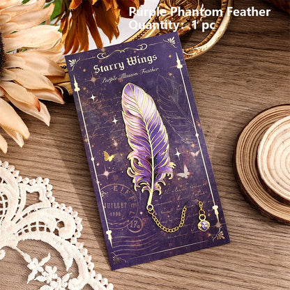 Colorful Feather Metal Bookmark with Pendant – Elegant Gift for Book Lovers