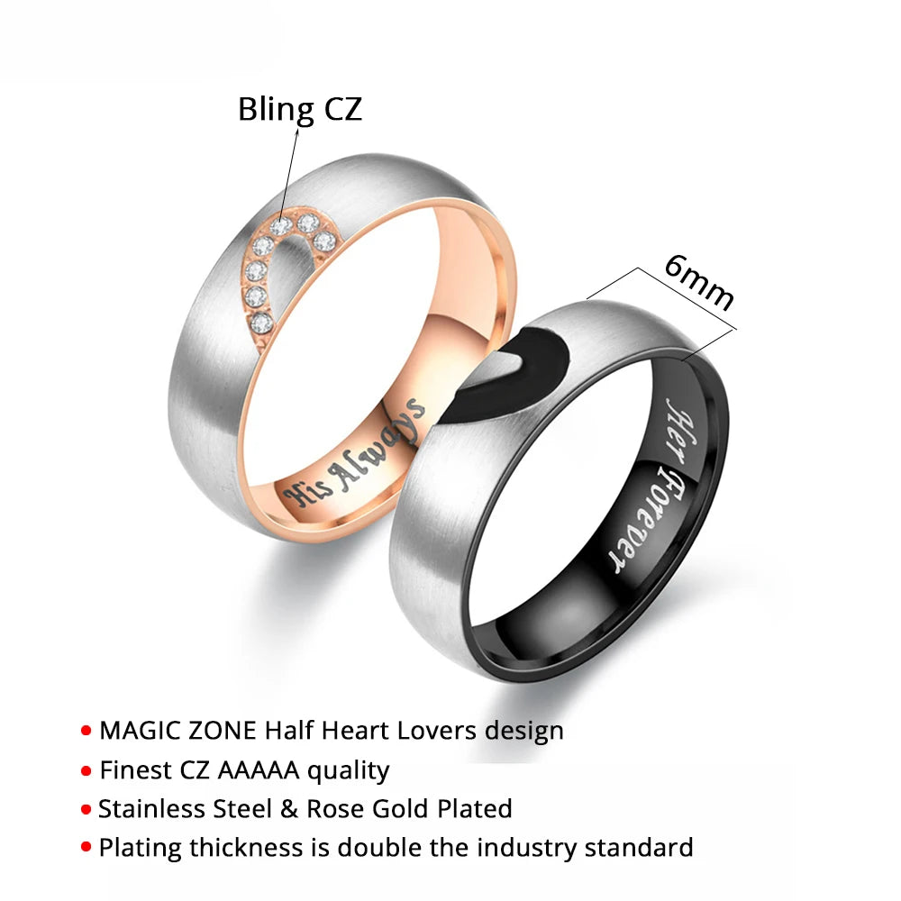 Heart Stainless Steel Couple Rings