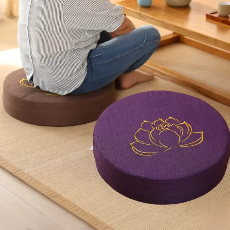 40cm Round Lotus Meditation Cushion Linen Yoga Floor Pillow Backrest Tatami Seat