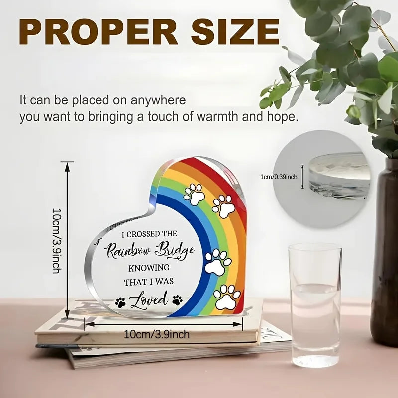 Personalized Pet Memorial Acrylic Rainbow Bridge Keepsake – Dog & Cat Loss Condolence Gift