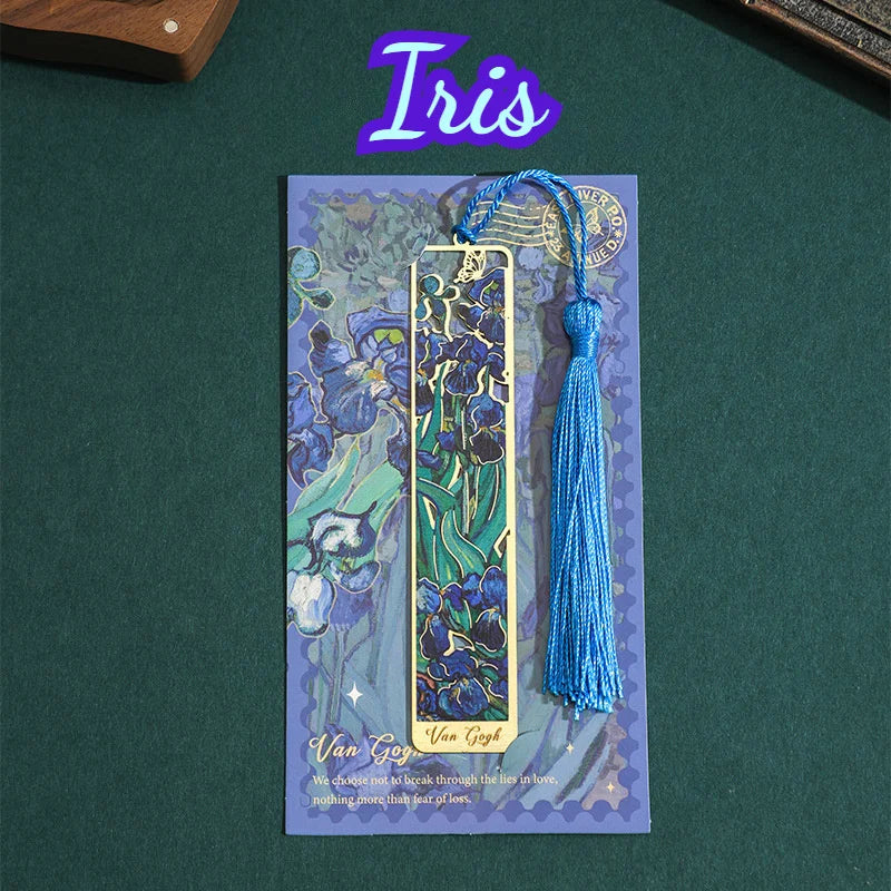 Hollow Metal Bookmark with Sunflower Iris and Rose Design Elegant Gift for Book Lovers Readers and Writers