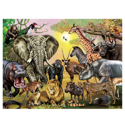 Double‑Sided 100‑Piece Puzzle, 2‑in‑1 Wild Animals Educational Jigsaw Puzzle