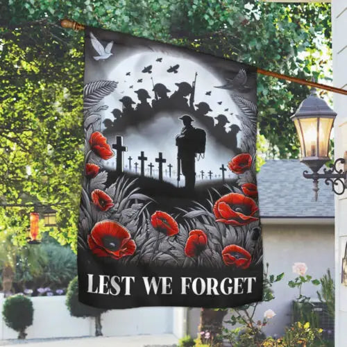 Lest We Forget Poppy Flowers Memorial Flag Garden