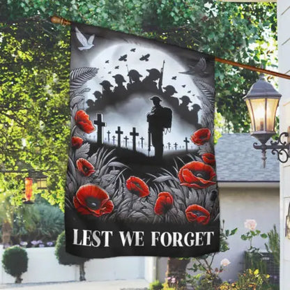 Lest We Forget Poppy Flowers Memorial Flag Garden