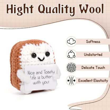 Crocheted Toast Plush Ornament with Cute Quote