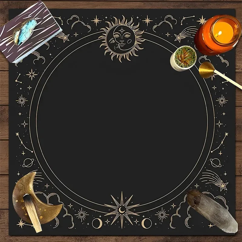 Sun Moon Tarot Tablecloth Geometric Stars