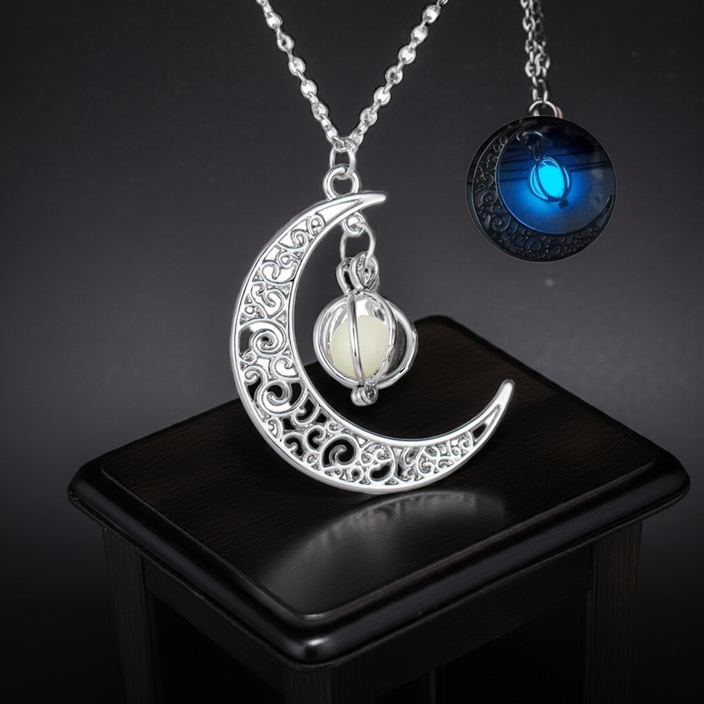Fashion Moon Natural Glowing Stone Healing Necklace