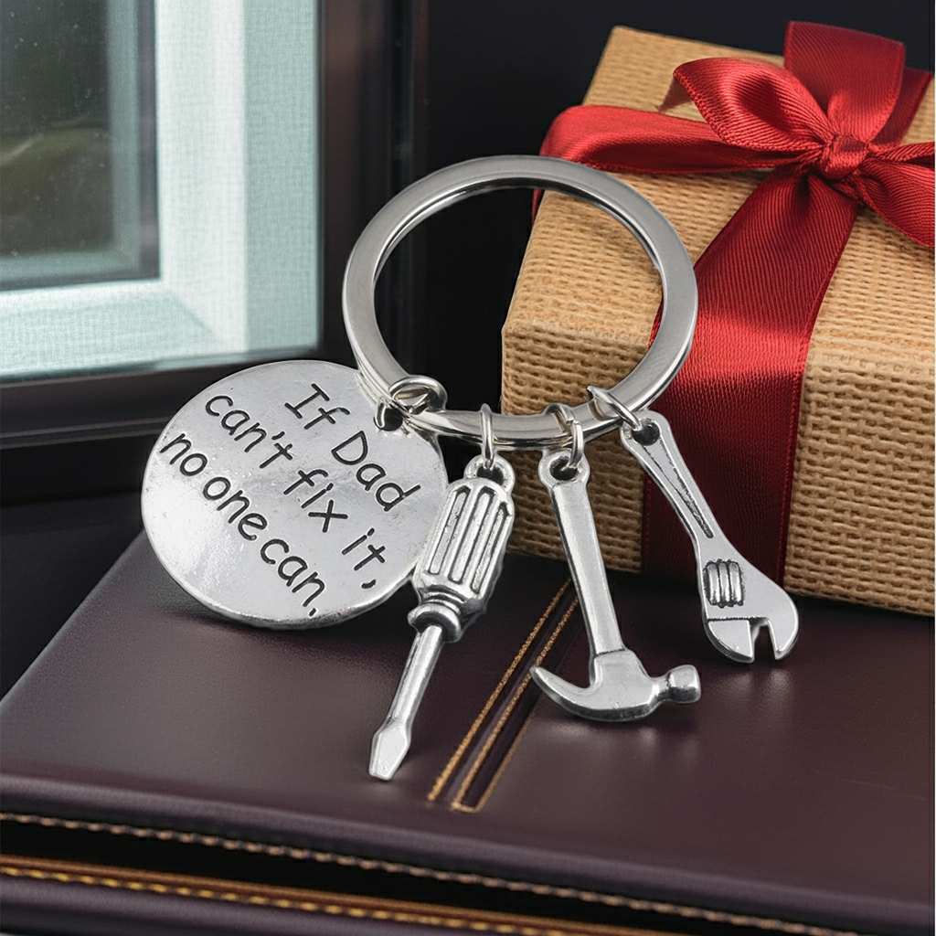 If Dad Can’t Fix It No One Can Keychain – Father’s Day Gift for Men, Funny Hand Tools Pendant