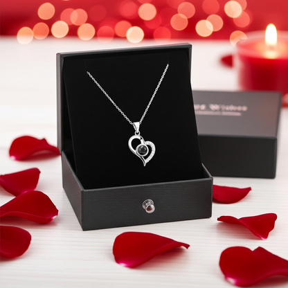 Heart Shaped Red Rose Projection Necklace