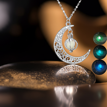 Fashion Moon Natural Glowing Stone Healing Necklace