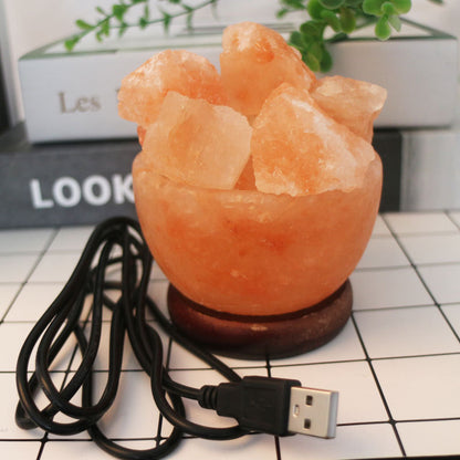 Crystal Salt Stone Cornucopia Lamp LED Color Changing Himalayan Salt Light