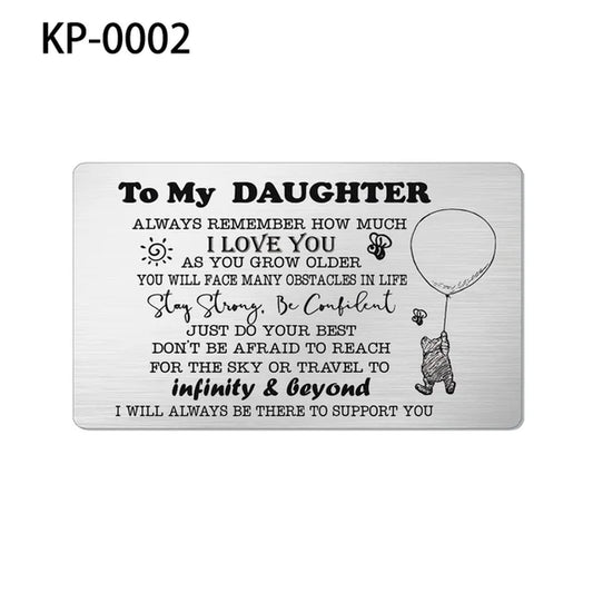 Stainless Steel Wallet Card Postcard Family to MY SON DAUGHTER SISTER BROTHER DAD MOM WIFE HUSBAND Couple Christmas Gift Trendy