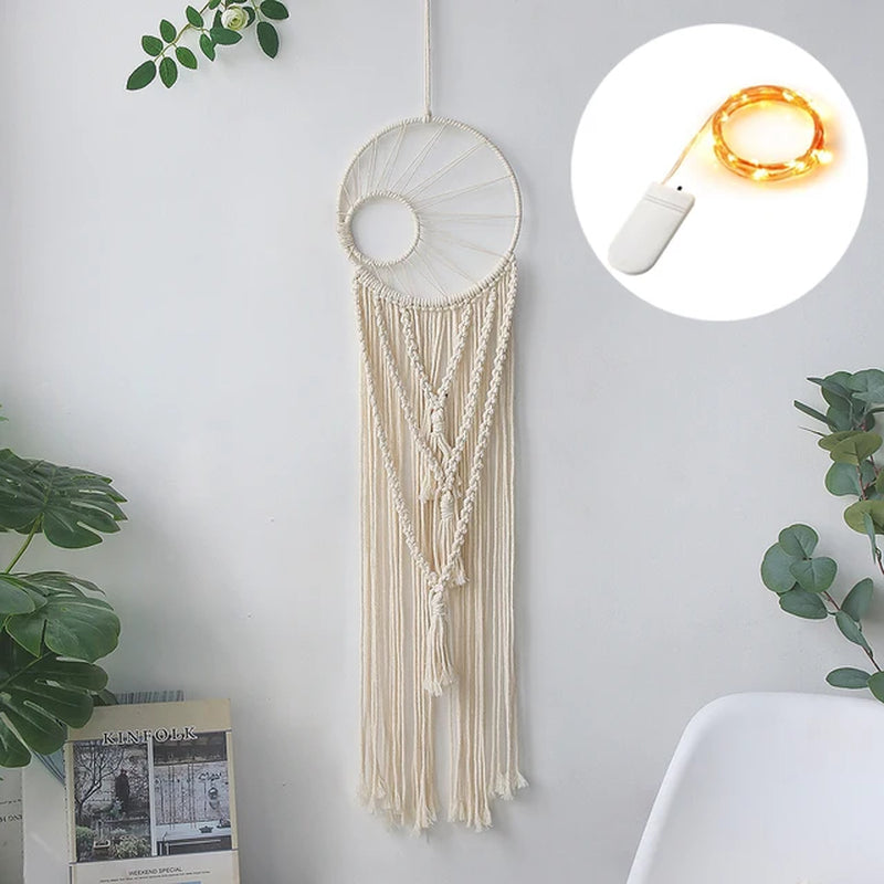 Macrame Dream Catcher Boho Moon Dreamcaters Macrame Wall Hanging Ramadan Decoration Baby Room Home Wall Decor Kids Nursery Gift