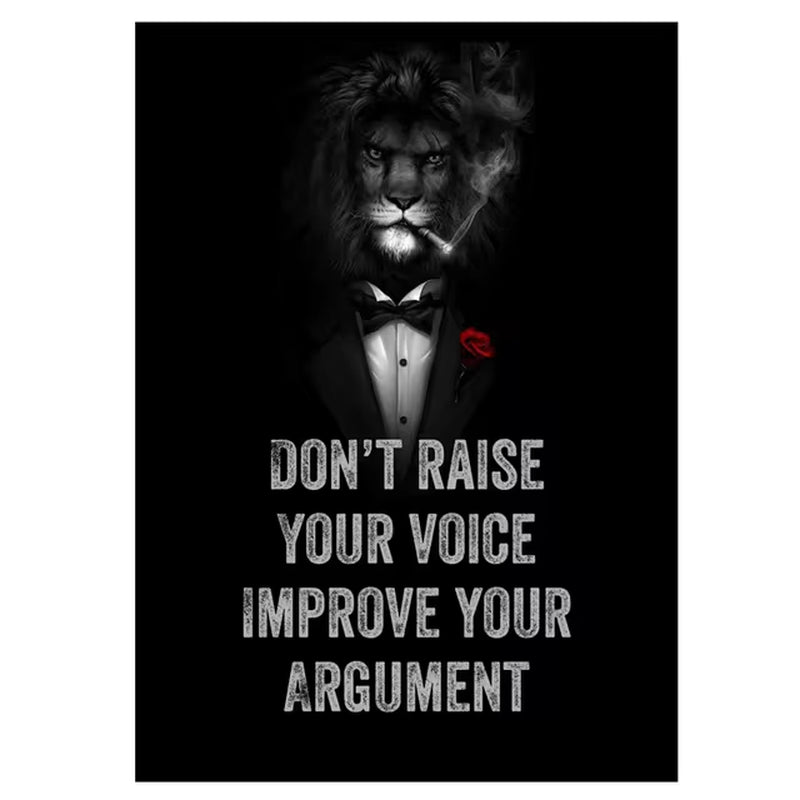 "Lion Inspirational Quotes Canvas Painting - Motivational Wall Art for Home Decor"