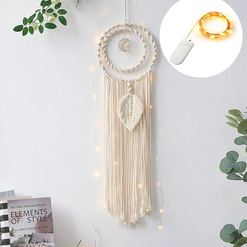 Macrame Dream Catcher Boho Moon Dreamcaters Macrame Wall Hanging Ramadan Decoration Baby Room Home Wall Decor Kids Nursery Gift