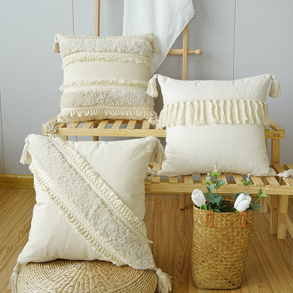 Boho Tufted Tassel Pillowcase Cushion Cover – Ethnic Canvas Decorative Throw Pillow
