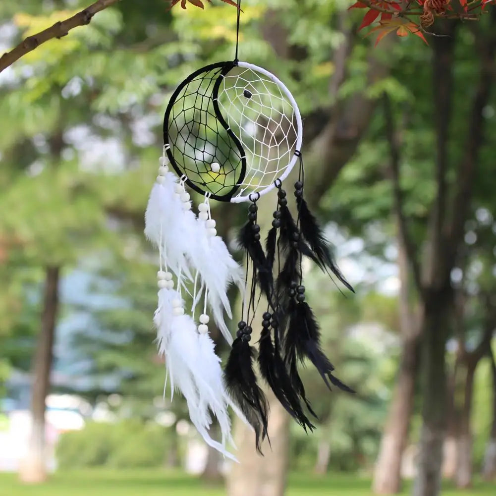 Balance Harmony Dream Catcher Bedroom Decor Dream Catcher Black White Feather Dream Catchers Yin Yang Wall Decorations for Home