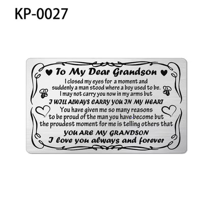 Stainless Steel Wallet Card Postcard Family to MY SON DAUGHTER SISTER BROTHER DAD MOM WIFE HUSBAND Couple Christmas Gift Trendy