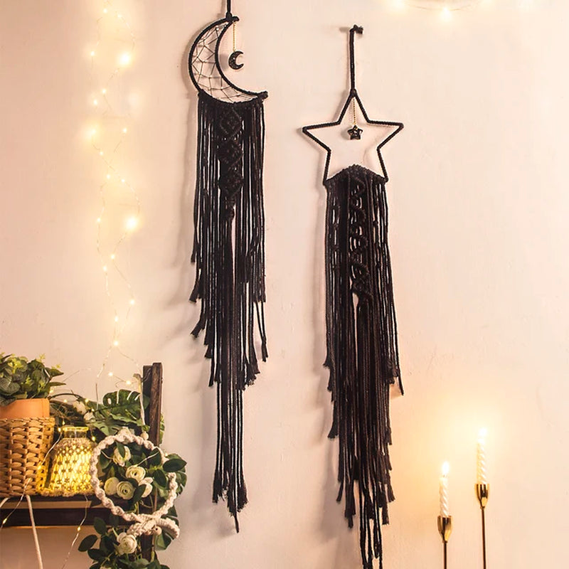 Macrame Dream Catcher Boho Moon Dreamcaters Macrame Wall Hanging Ramadan Decoration Baby Room Home Wall Decor Kids Nursery Gift