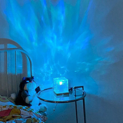 16 Colors LED Crystal Table Lamp – Water Ripple Projection Night Light with Remote Control