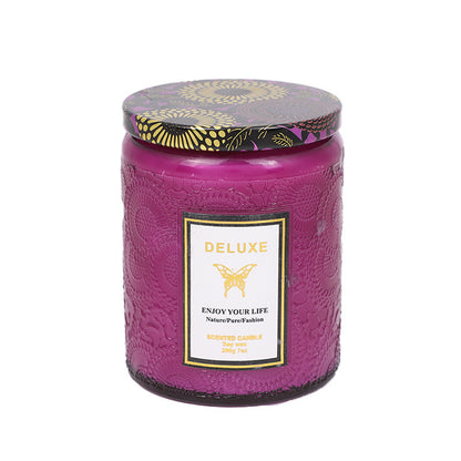 Serenity Embossed Glass Aromatherapy Soy Candle